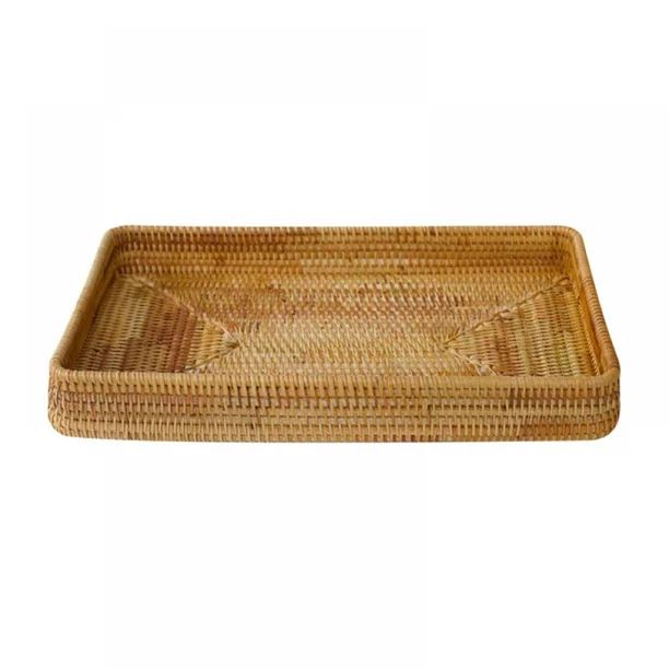 Rattan Serving Tray, Rectangular Woven Basket Tray, Natural Wicker Decorative Serving Baskets for... | Walmart (US)