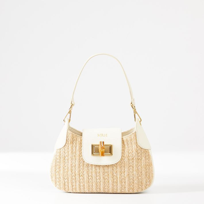 Bamboo Raffia Shoulder Bag | Mark and Graham