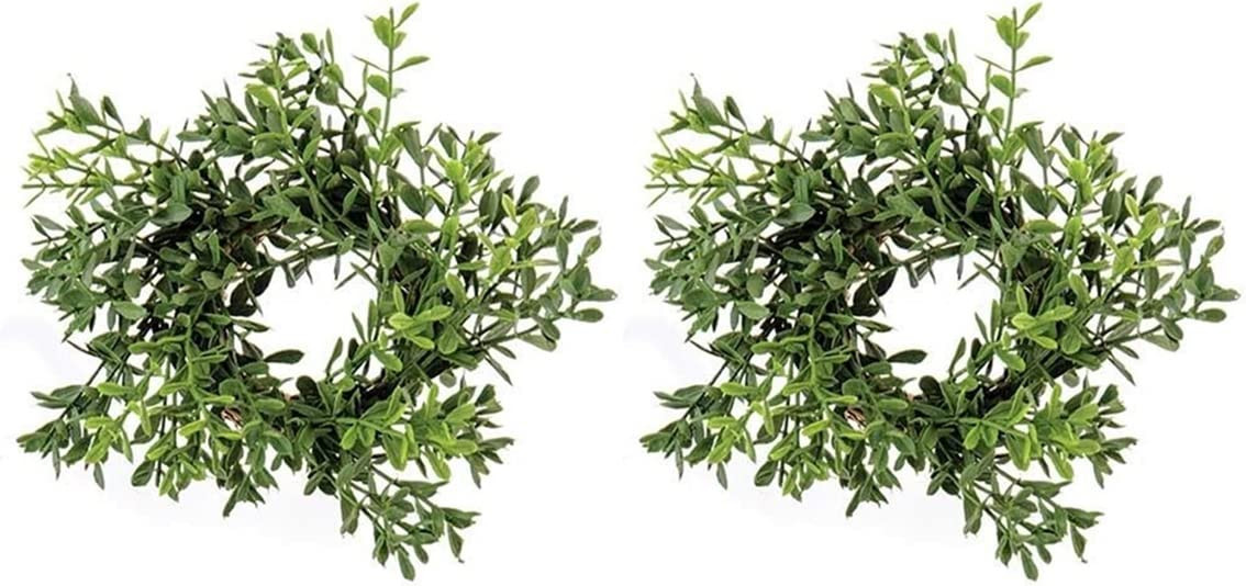 Boxwood Candle Ring | 2 Pack | 2 inch Center | Greenery Candle Ring Wreath | 6 inch | Amazon (US)