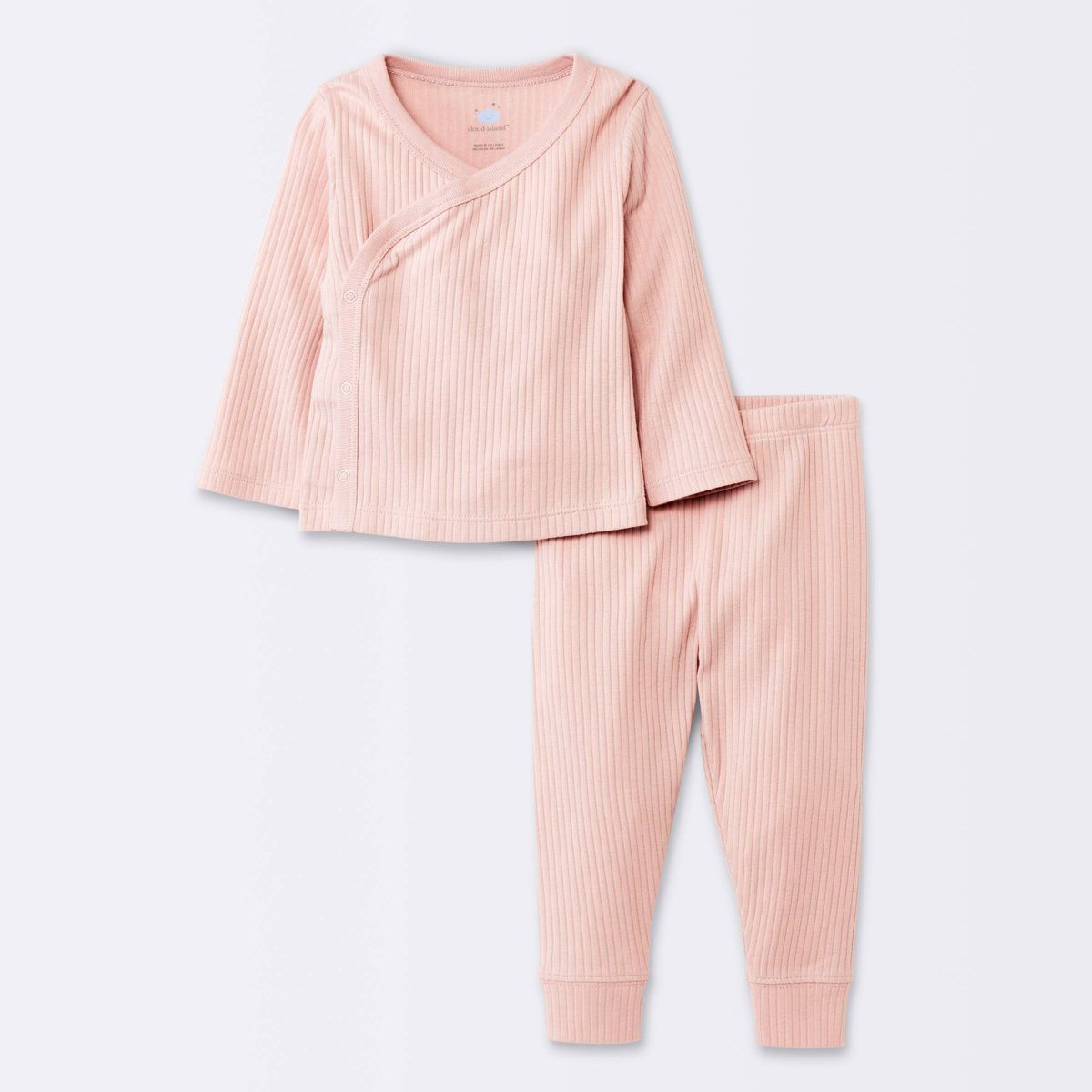 Baby Girls' 2pc Wide Ribbed Side Snap Top & Bottom Set - Cloud Island™ Pink | Target