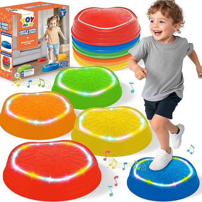 TOY Life 5 Pcs Light Up Musical Balance Stepping Stone for Kids, Indoor Outside Toys for Kids Age... | Amazon (US)