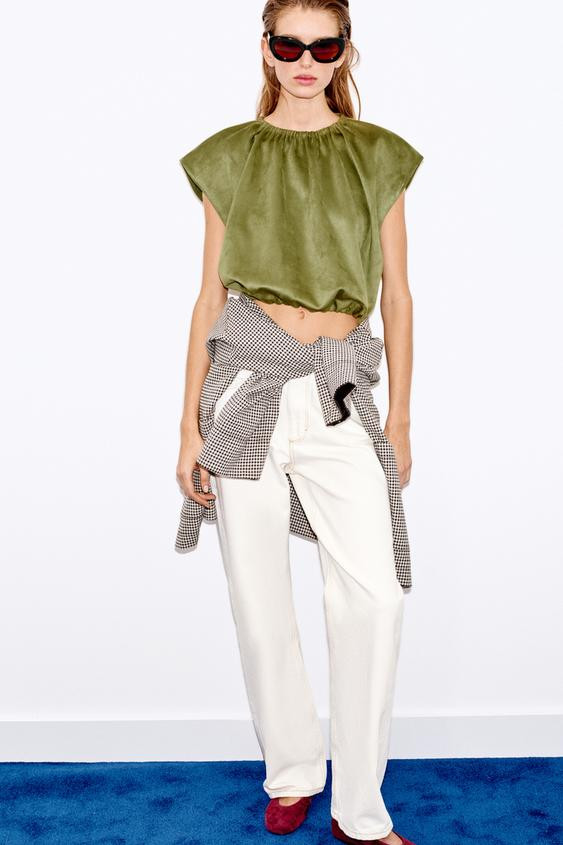 FAUX SUEDE BALLOON TOP | Zara US