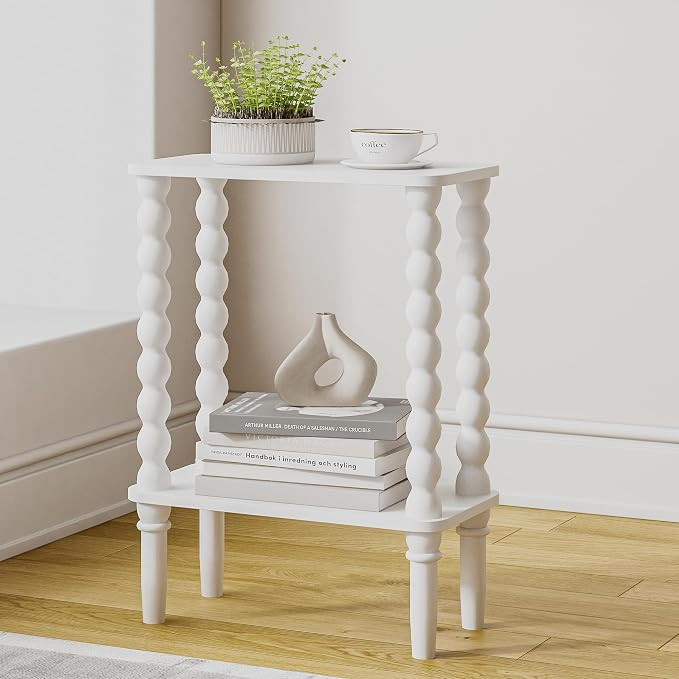 Veegle Narrow Side Table, Small End Table with Storage Shelf, 2-Tier Small Coffee Tables for Livi... | Amazon (US)