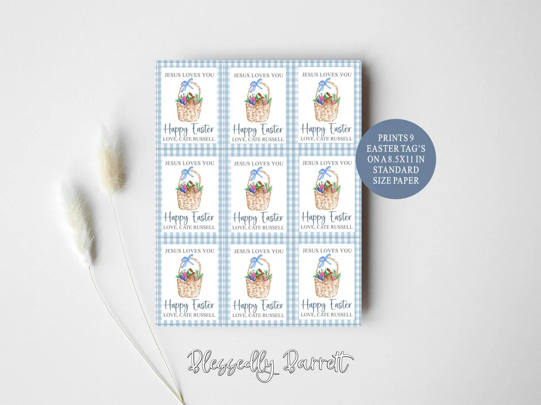 Easter Gift Tags Class Tags Jesus Loves You Carrot Peep Tags Gingham Editable Text Class Gift Fav... | Etsy (US)