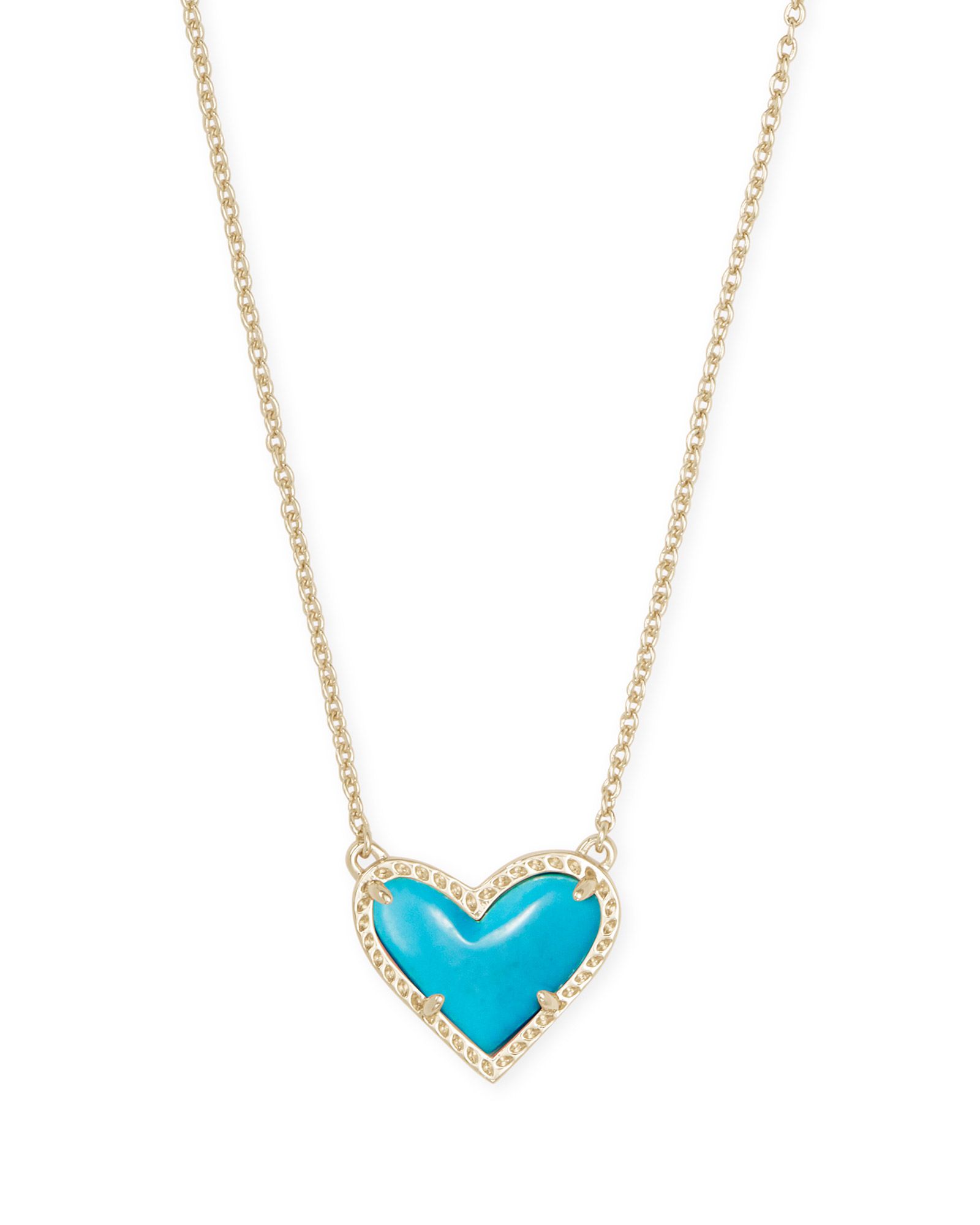 Ari Heart Gold Pendant Necklace in Turquoise Magnesite | Kendra Scott