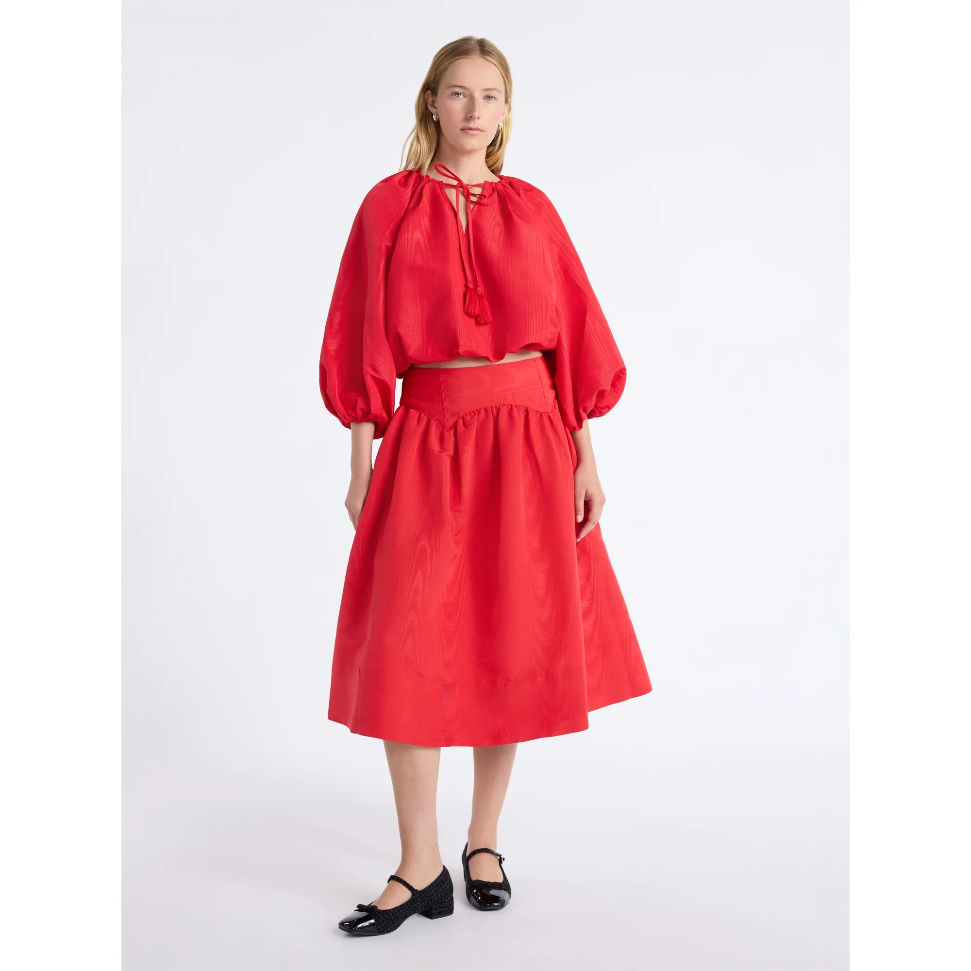 Free Assembly Women's and Women's Plus Shirred Yoke Midi Skirt, Size 0-26 | Walmart (US)