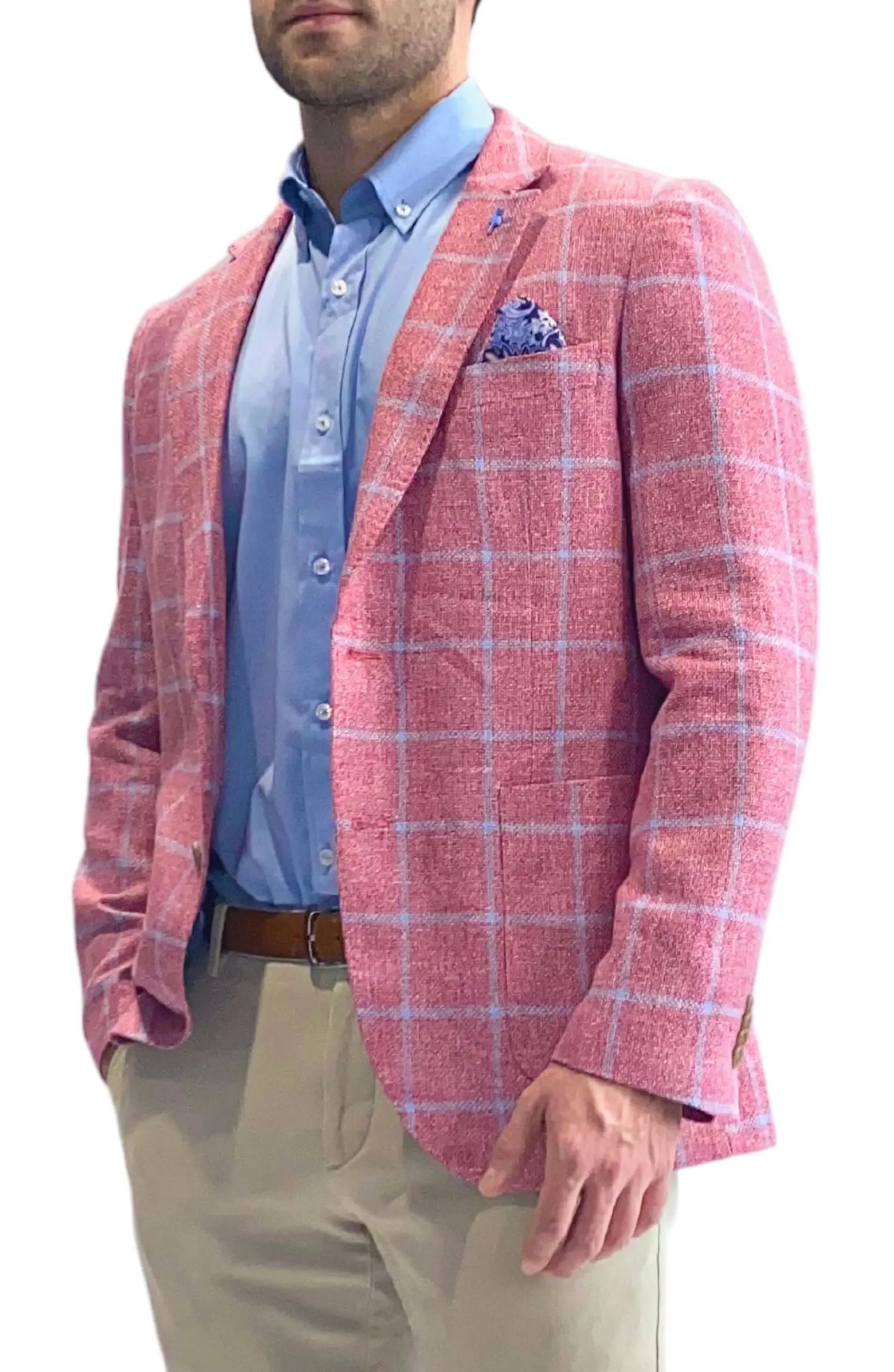 Modern Fit Windowpane Linen Blend Sport Coat | Nordstrom Rack