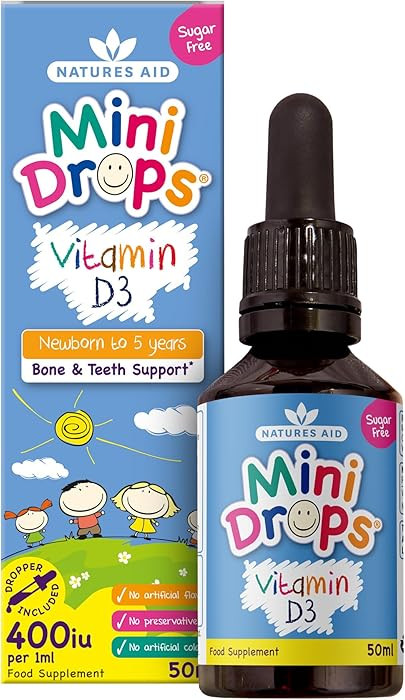 Natures Aid Mini Drops Vitamin D3 50ml for Infants & Kids - Bone, Teeth, Health & Immune System S... | Amazon (UK)