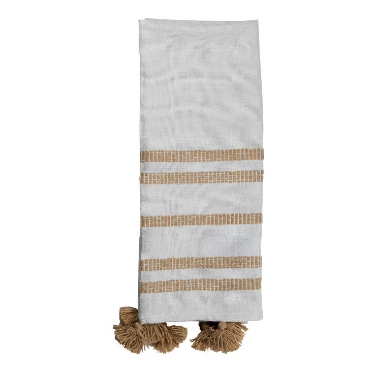 Striped Hand Woven 50 x 60 inch Outdoor Safe Throw Blanket with Hand Tied Tassels - Foreside Home... | Target