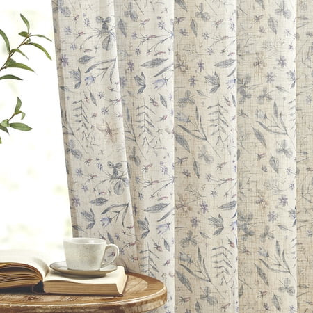 MUMO Farmhouse Floral Linen Curtains, Light Filtering Linen Blend Bohemian for Bedroom Living Room,2 Panels,54" x 63" | Walmart (US)