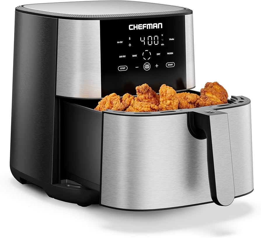 Chefman Air Fryer 8 Qt | TurboFry® 4-in-1 with 450°F Hi-Fry Option for Crispier Results | Bake,... | Amazon (US)