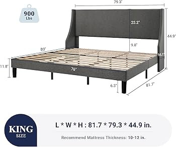 Allewie Platform Bed Frame King Size with Upholstered Headboard – Modern Deluxe Wingback Design... | Amazon (US)
