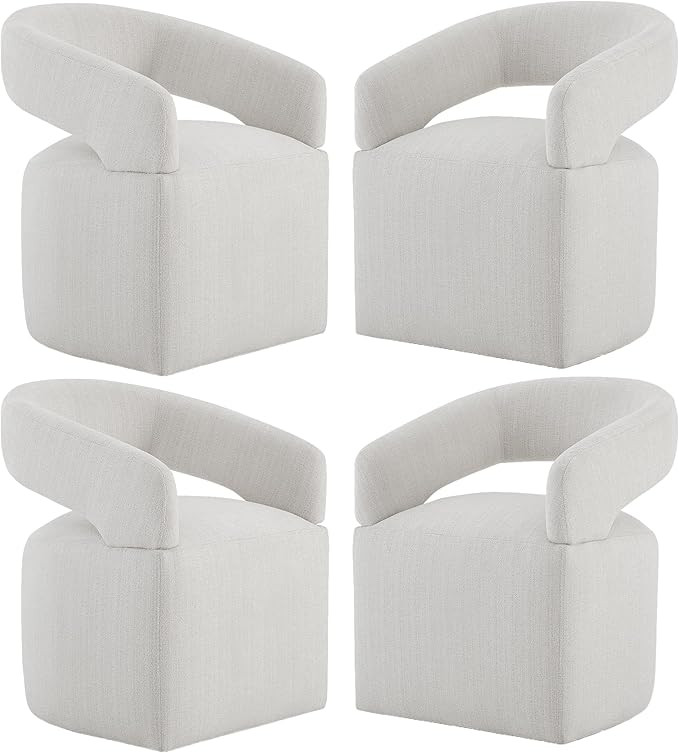 KISLOT Upholstered Dining Chairs Set of 4, Modern Rolling Dining Chairs with Hidden Casters, Arm ... | Amazon (US)