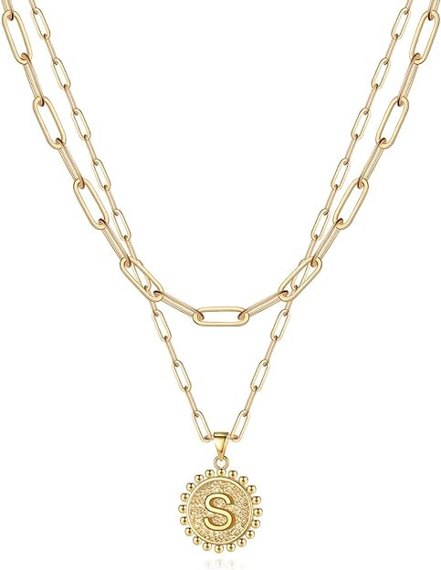 Yoosteel Christmas Gifts for Women, Gold Initial Necklaces for Women 14K Gold Plated Dainty Layer... | Amazon (US)