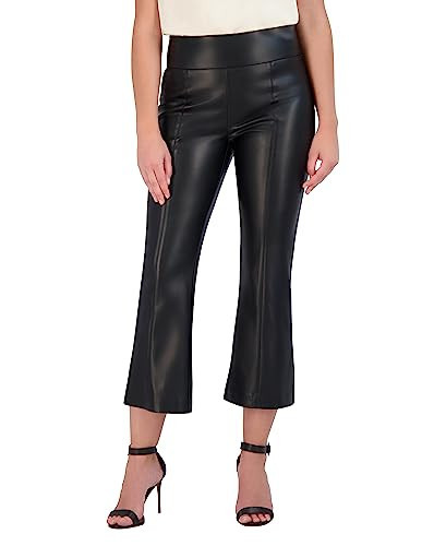 BCBGMAXAZRIA Womens Faux Leather Bell Shape Crop with Zipper Closure Pants, Black, 8 US | Amazon (US)