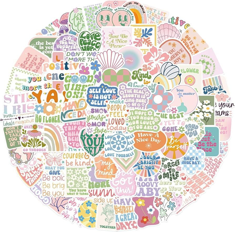 100Pcs Danish Pastel Stickers, Colorful Cute Stickers, Stickers Aesthetic Vinyl Stickers, Waterpr... | Amazon (UK)
