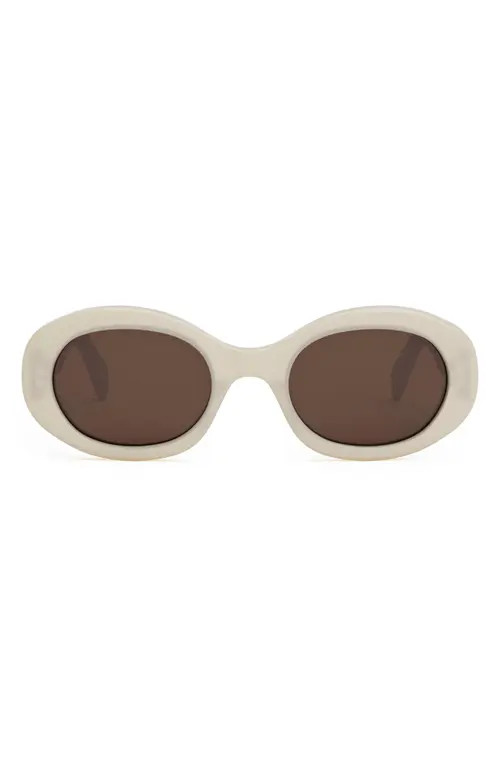CELINE Triomphe 52mm Oval Sunglasses in Ivory /Brown at Nordstrom | Nordstrom