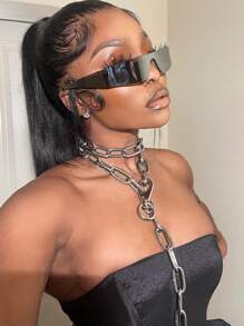 1pc Rimless Enveloping Y2k Futuristic Sporty Sunglasses Fashion Eyewear | SHEIN