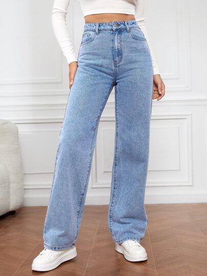 SHEIN Tall High Waist Straight Leg Jeans | SHEIN