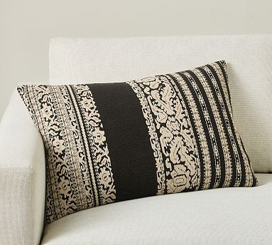 Nayita Jacquard Lumbar Pillow Cover, 16" x 26" | Pottery Barn (US)