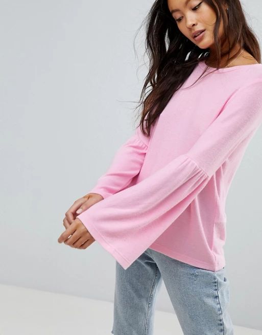 Only Lightweight Fluted Sleeve Sweater | ASOS US