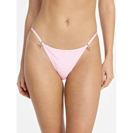 No Boundaries Polka Dot Print String Bikini Bottoms, Women’s XXS-XXL | Walmart (US)