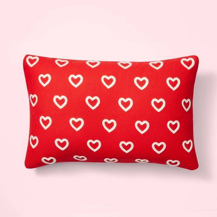 Stitched Hearts Lumbar Throw Pillow Red - Spritz™ | Target