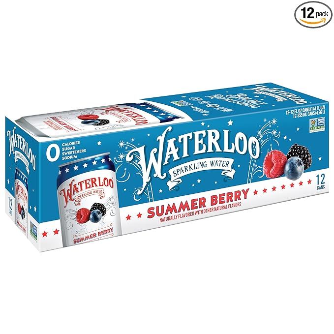 Waterloo Sparkling Water, Summer Berry Naturally Flavored, 12 Fl Oz Cans, Pack of 12 | Zero Calor... | Amazon (US)