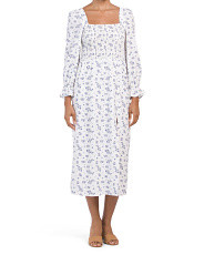 Linen Smocked Bodice Midi Dress | Marshalls