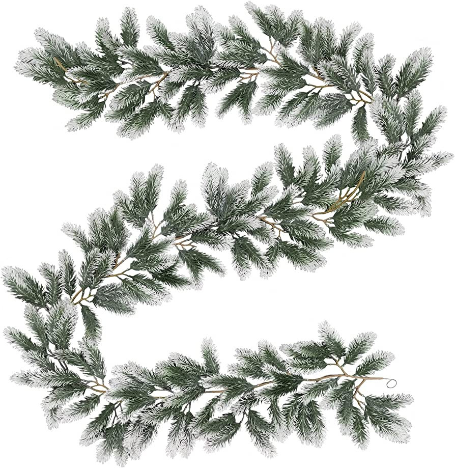 TURNMEON 6 Ft by 12 Inch Snow Flocked Christmas Garland Decoration Realistic Feel Artificial Pine... | Amazon (US)