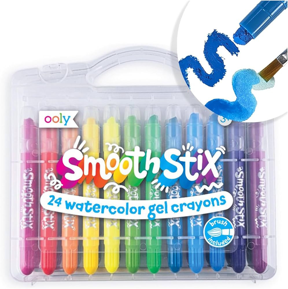 Ooly Smooth Stix Gel Crayons for Kids and Adults with Paint Brush - Set of 24 Watercolor Rainbow ... | Amazon (US)