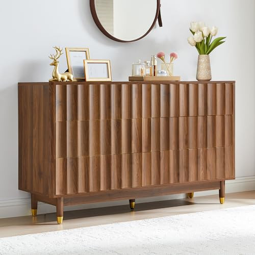 Bifins Fluted 6 Drawer Dresser, 53" Wide Modern Storage Chest of Drawers, Wood Drawer Organizer for Bedroom, Living Room, Hallway | Amazon (US)