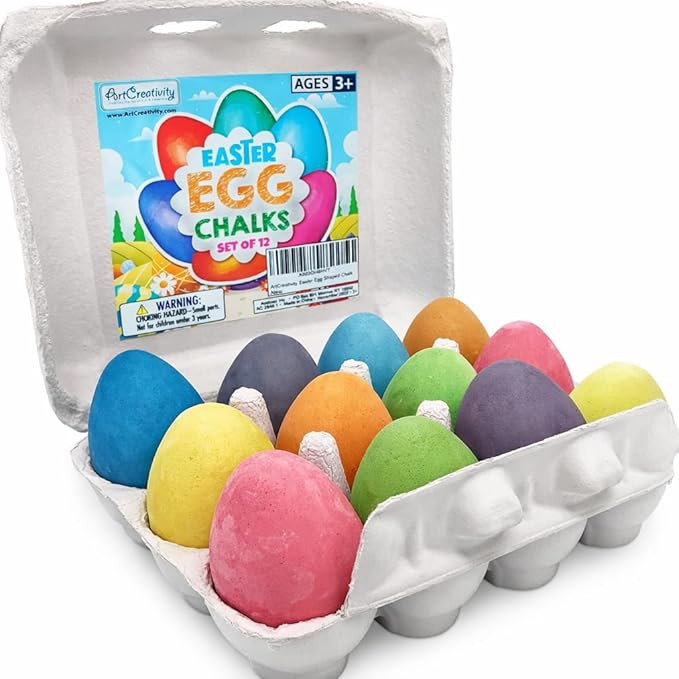 ArtCreativity Colorful Easter Sidewalk Chalk Egg for Kids Boys Girls (Pack of 12), Chalk for Todd... | Amazon (US)