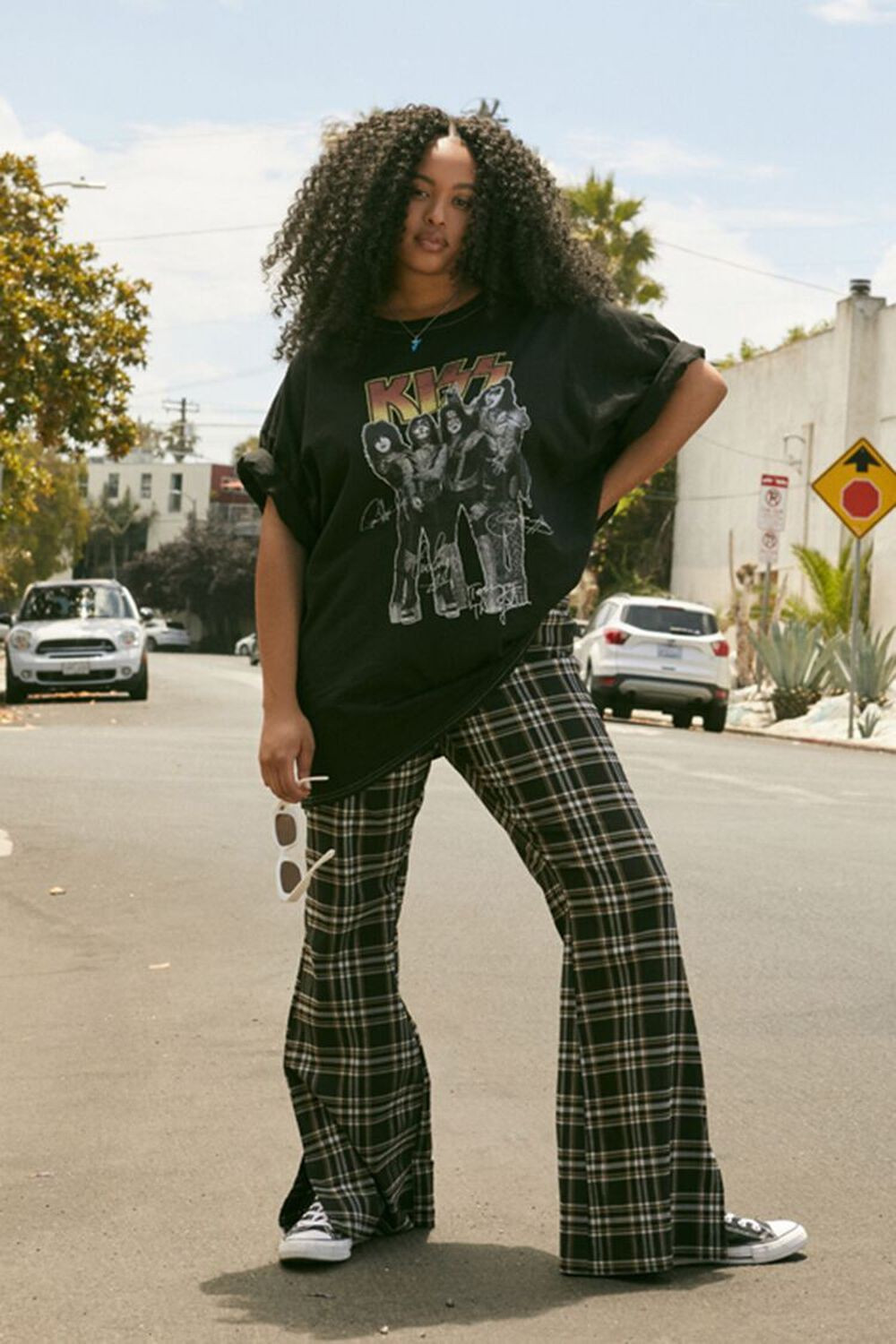 Plus Size Plaid Split Flare Pants | Forever 21 | Forever 21 (US)