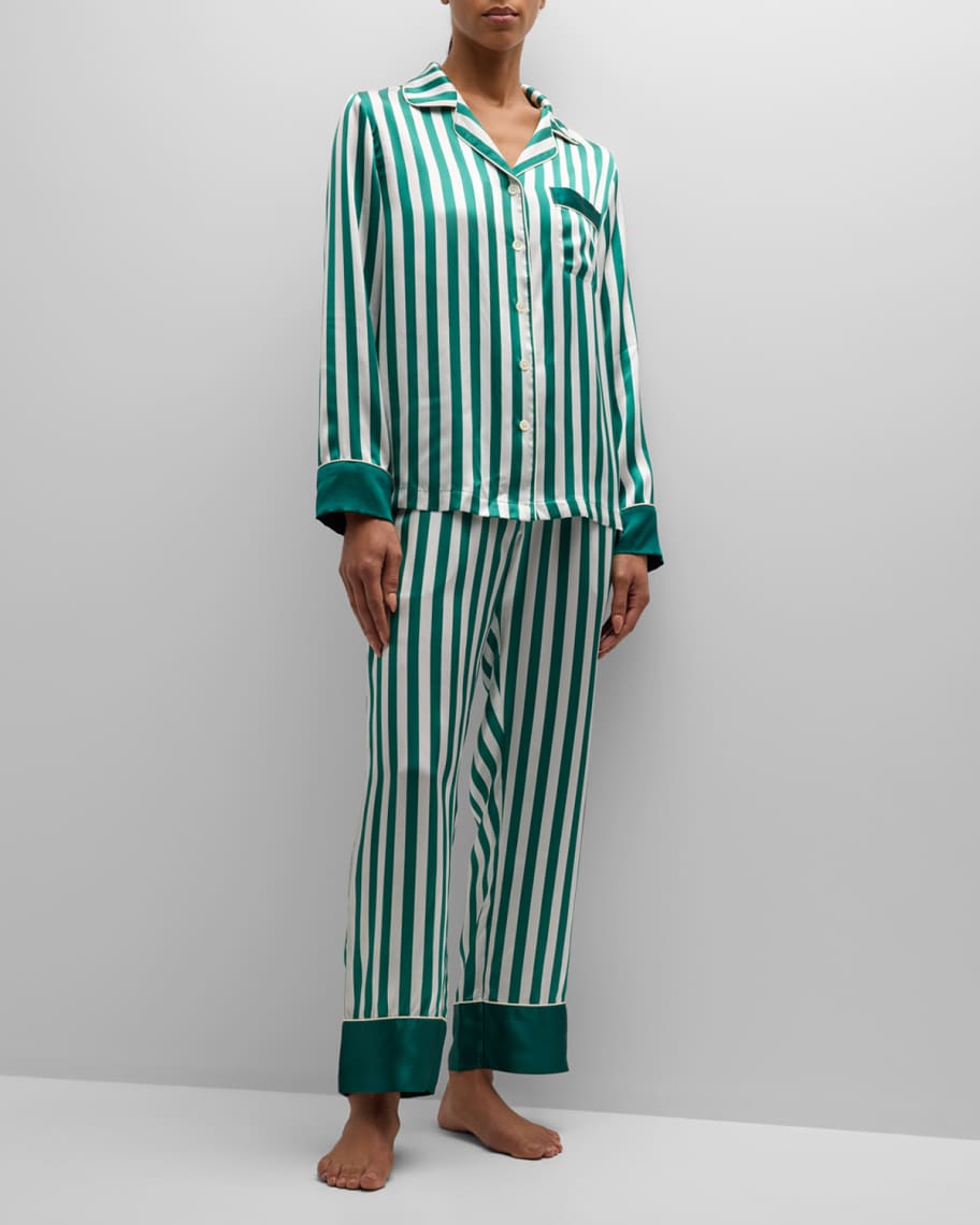 Neiman Marcus Striped Silk Charmeuse Pajama Set | Neiman Marcus