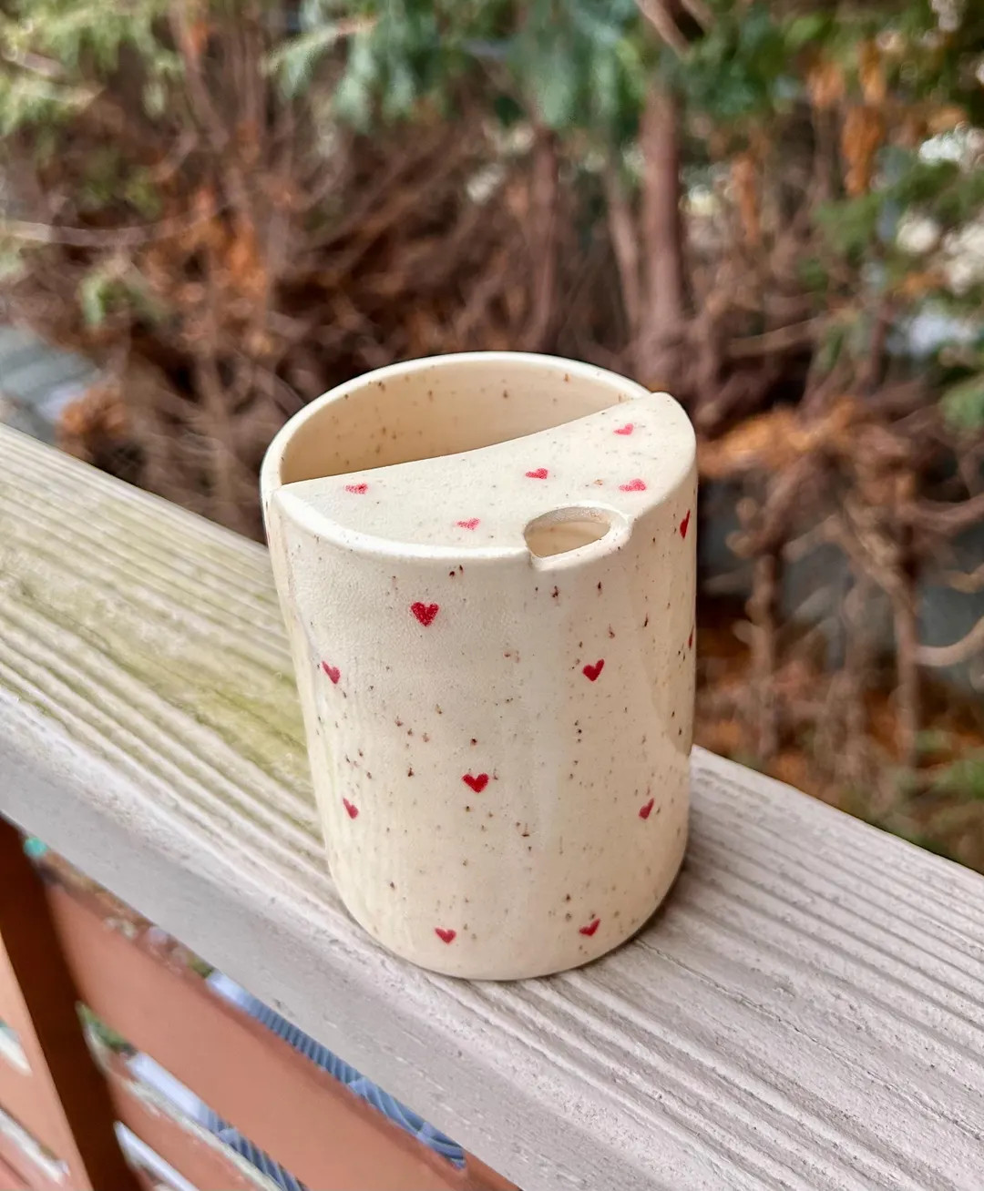Handmade To Go Ceramic Cup | Handmade Ceramic Travel Mug | Hand-painted Heart Mug | Valentine’s... | Etsy (US)
