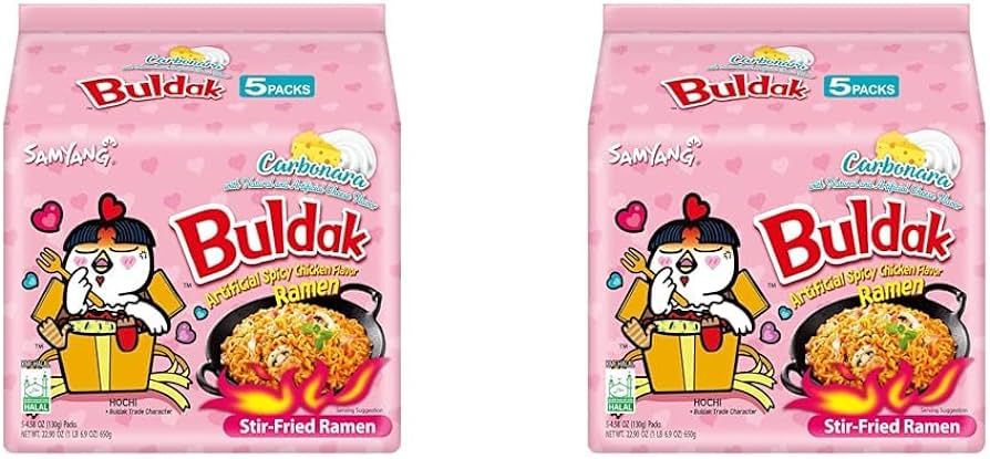Samyang Buldak Spicy Ramen, Hot Chicken Ramen, Korean Stir-Fried Instant Noodle, Carbonara, 1 Bag... | Amazon (US)
