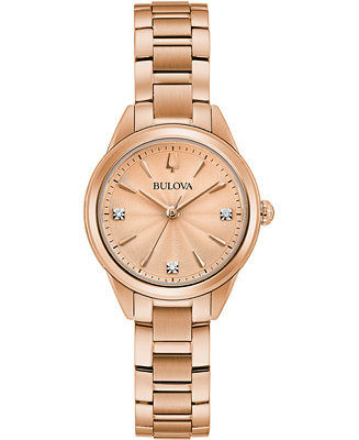 Bulova Women's Sutton Diamond-Accent Rose Gold-Tone Stainless Steel Bracelet Watch 28mm - Macy's | Macy's