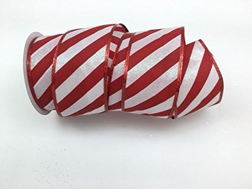 Celebrate IT- Ribbon Bow-tique-Cross Striped Glitter Ribbon (Red & White) 2.5 in x 25ft | Amazon (US)