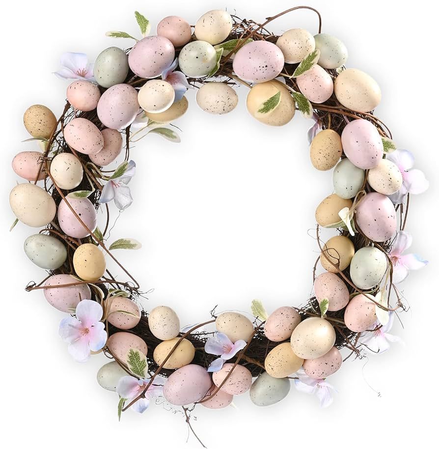 Colorful Easter Egg Wreath, 13Inch Artificial Easter Wreaths for Front Door, Hanging Spring Wreat... | Amazon (US)