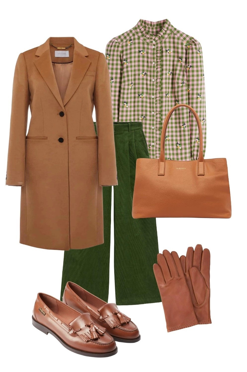 Autumn transitional outfit inspiration featuring:

The Hobbs Tilda Wool Coat in Camel

John Lewis Cashmere-lined Tan Leather Gloves (also available in sage green)

Russell and Bromley Chester Tasselled Loafers in Tan - I buy a new colour every year!

Boden’s Pink/Green Embroidered Gingham Blouse & Kensington Cord Trousers in Green.

Complete the look with the luxurious LK Bennett Tan Pebble Leather Tote and remember to enjoy a 15% discount on all full price styles with my code REBECCALIPKINAUTHOR15

#autumnoutfitinspo #coatseason #transitionalstyle #autumnfashion

#LTKeurope #LTKuk #LTKautumn