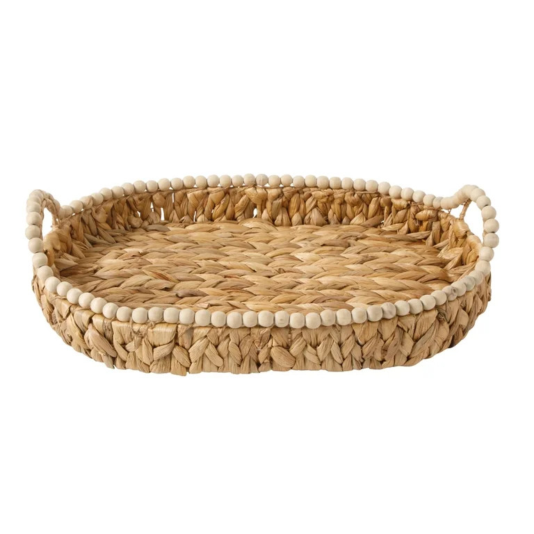 Gibson Home 17-Inch Woven Decorative Serving Tray – Large Natural Water Hyacinth Basket with Wo... | Walmart (US)
