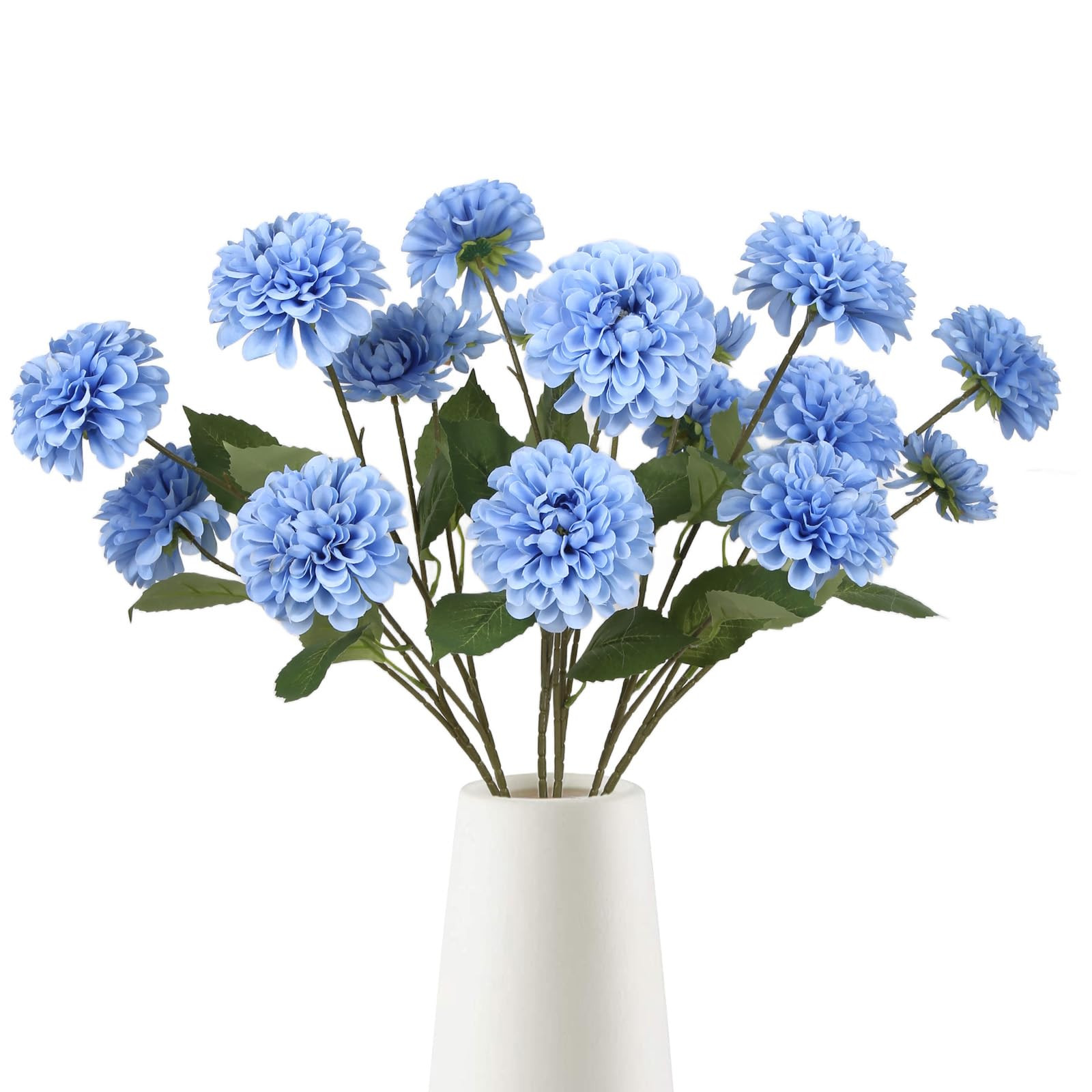 6PCS Blue Dahlia Artificial Flowers with 3 Heads 29in Long Stem Faux Silk Flowers Fake Dahlia Bou... | Amazon (US)