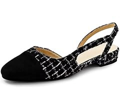 MICIFA Slingback Flats for Women, Round Toe Low Heel Sandals Fashion Splicing Dress Shoes for Wom... | Amazon (US)