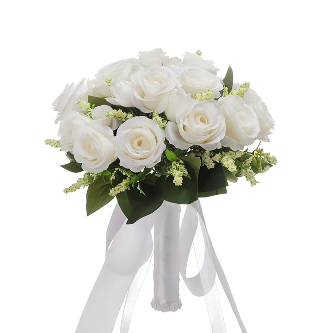 CYANLUX Wedding Bouquets for Bride Bridesmaid Bouquet Champagne White Artificial Roses Flowers fo... | Amazon (US)