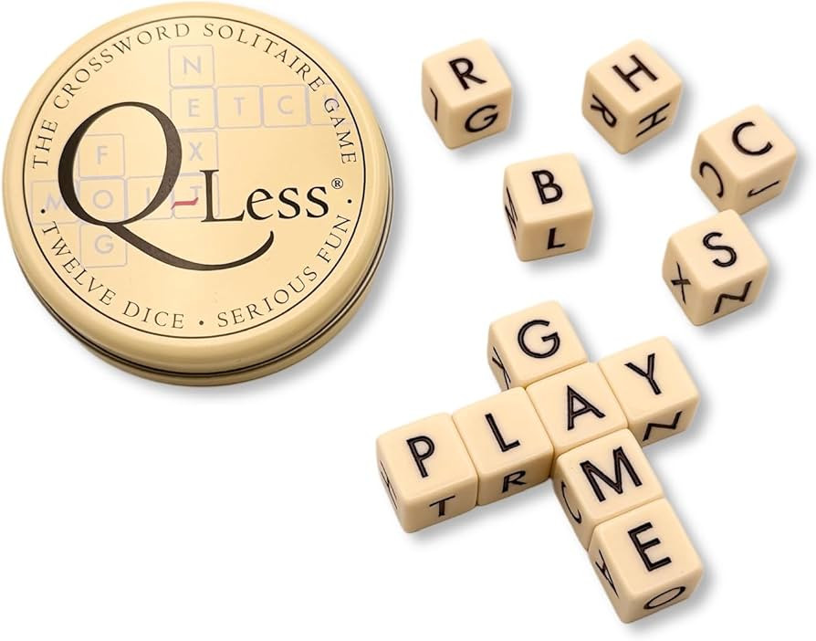Q-Less The Original Crossword Solitaire Game - Genuine - Word Game, Puzzle, 12 Lettered Dice in a... | Amazon (US)