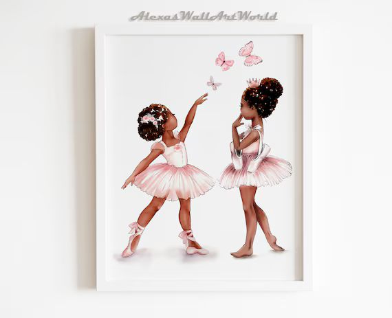 African American Ballerina Sisters Wall Art Little Girl | Etsy | Etsy (US)