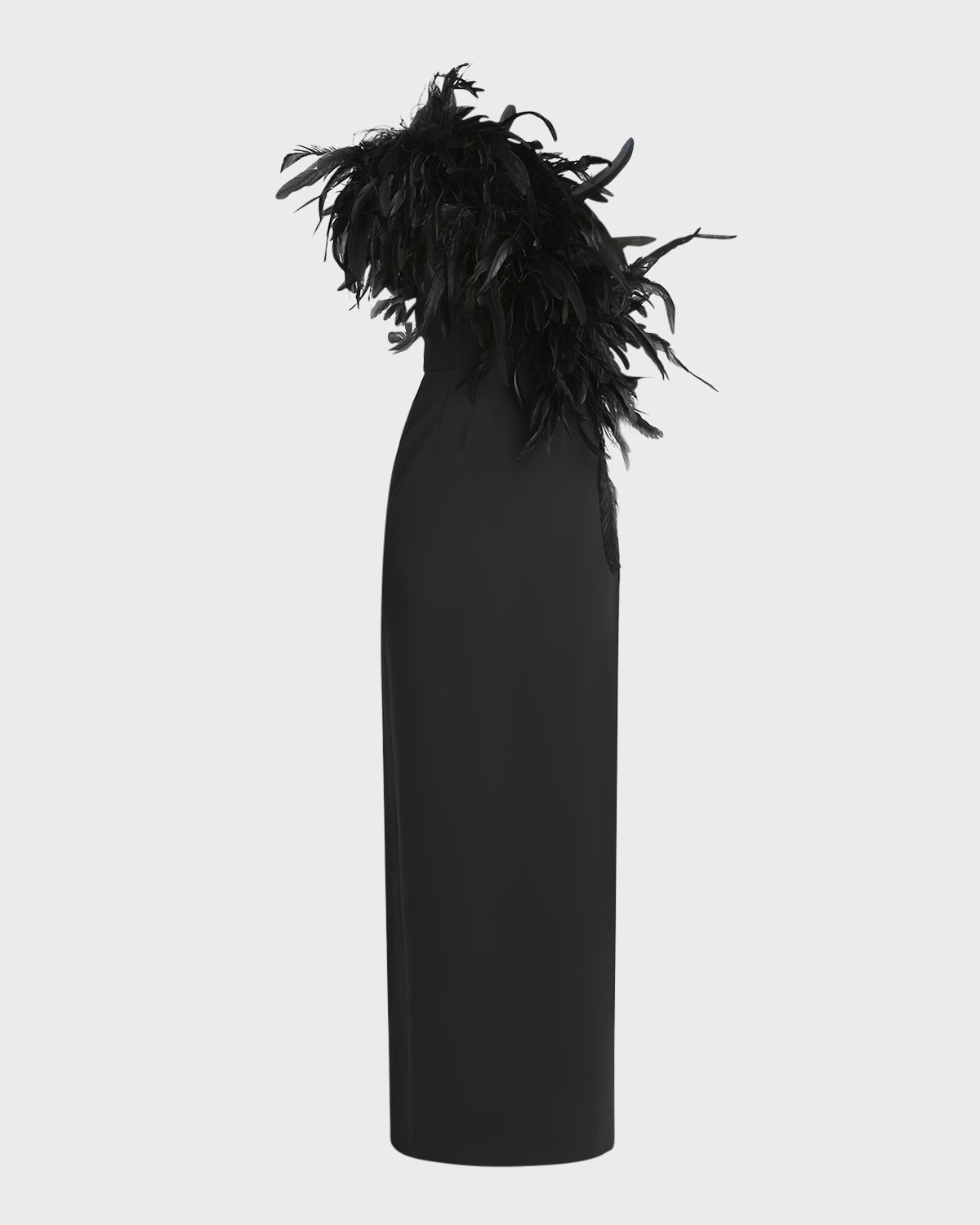 Feather Asymmetric High-Slit Gown | Neiman Marcus