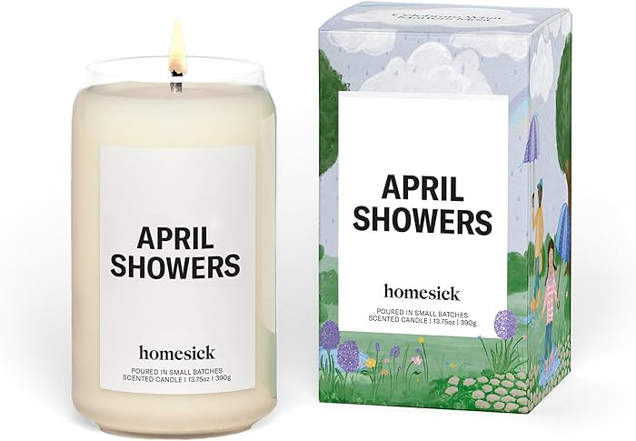 Homesick April Showers Scented Candle – 13.75 oz Natural Soy Wax, Non-Toxic Birchwood Eucalyptu... | Amazon (US)