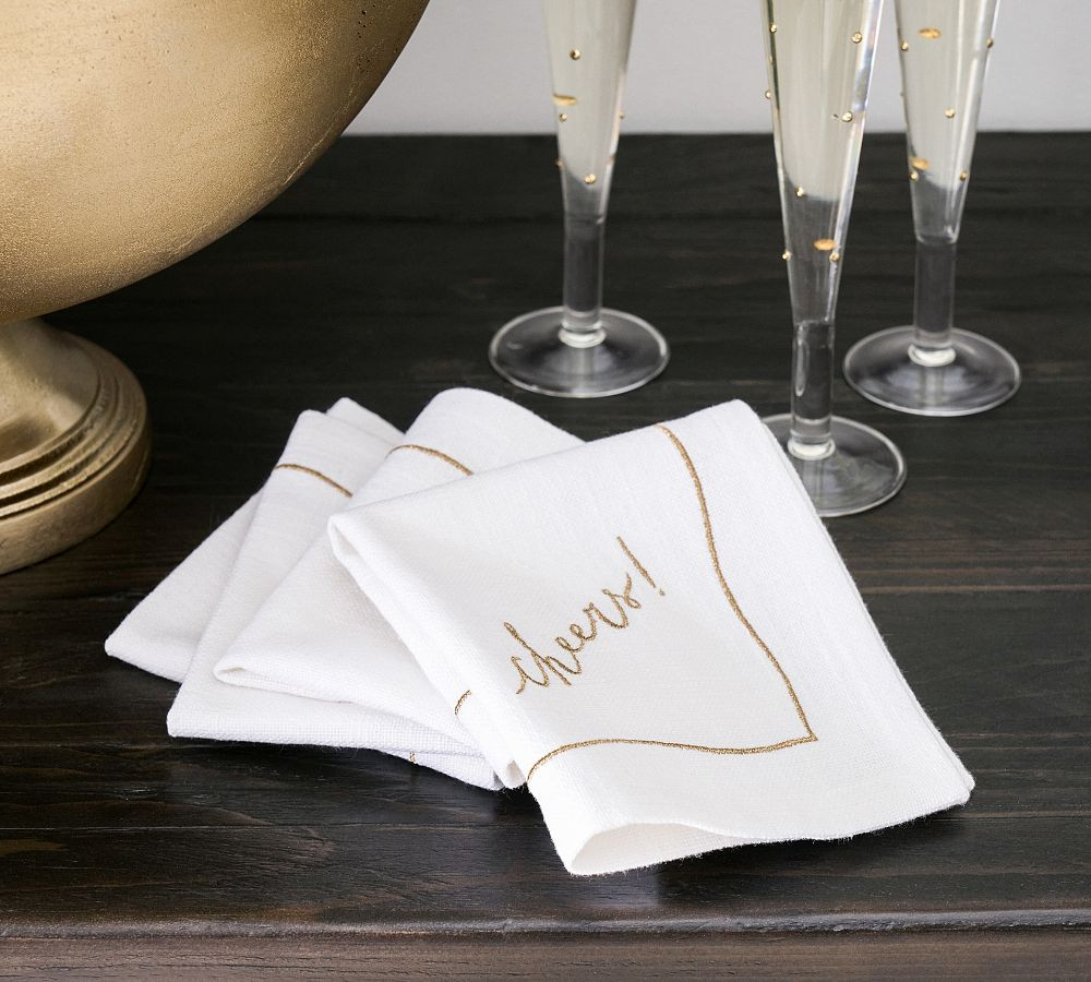 Cheers! Cotton Cocktail Napkins - Set of 4 | Pottery Barn (US)